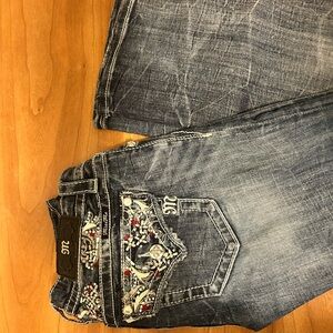 Miss Me Women's Boot Cut Jeans - Blue with Embellished Pockets